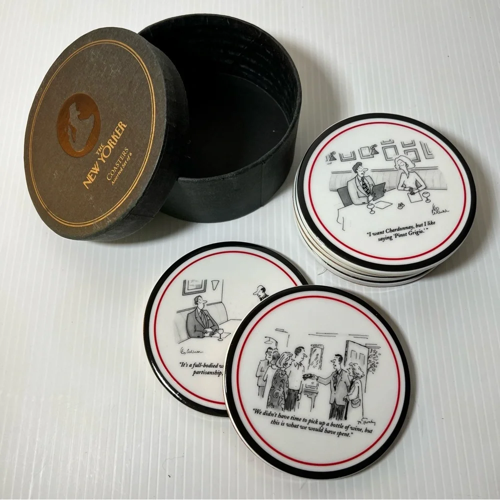 New Yorker Restoration Hardware Eustace Tilley Set of 6 Wine Themed Coasters